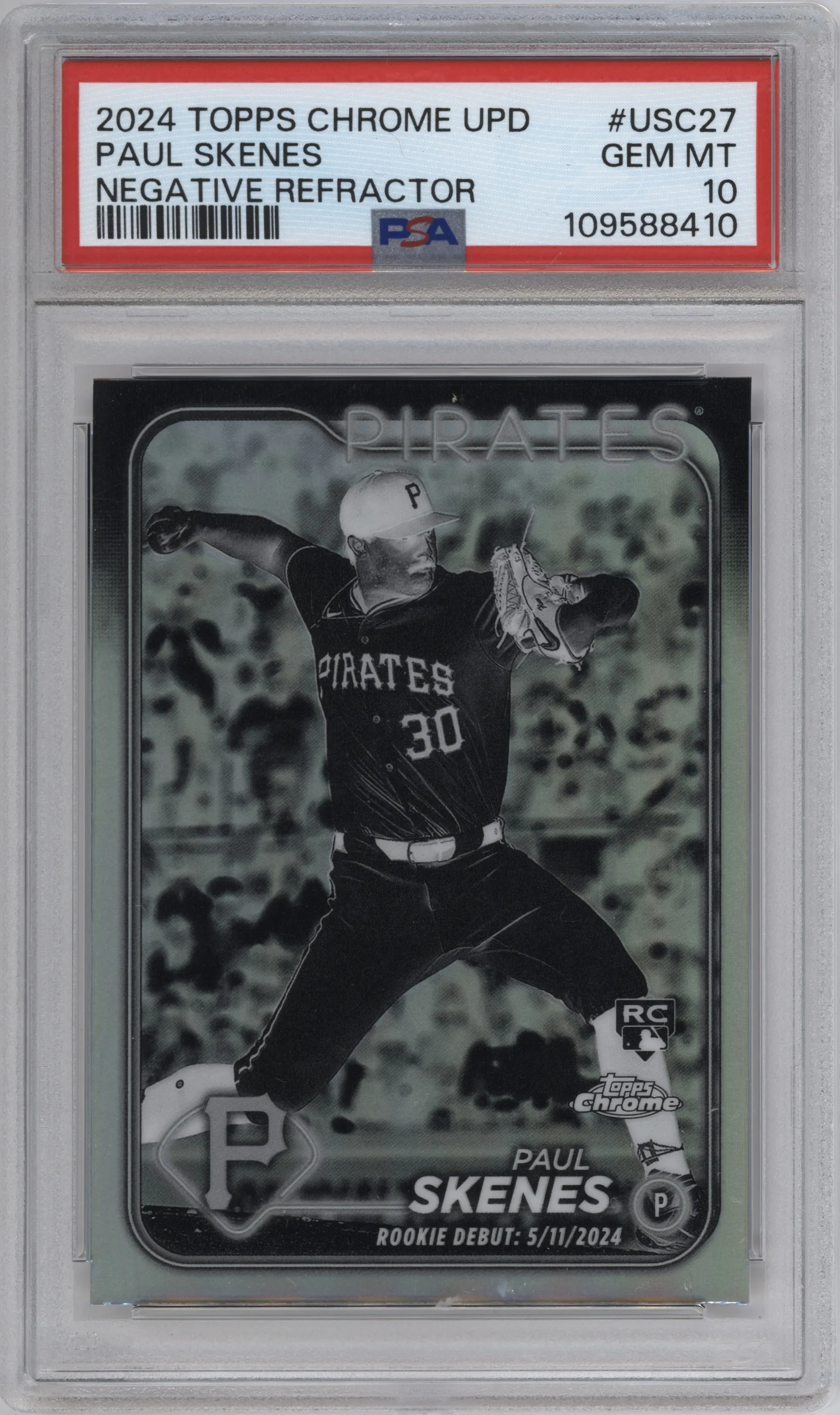 2024 Topps Chrome Update Paul Skenes Negative Refractor #USC27 PSA 10