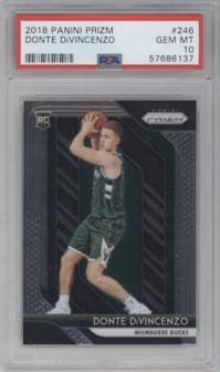 Donte DiVincenzo from the 2018-19 Panini Prizm set graded by PSA and given an overall grade of 10.