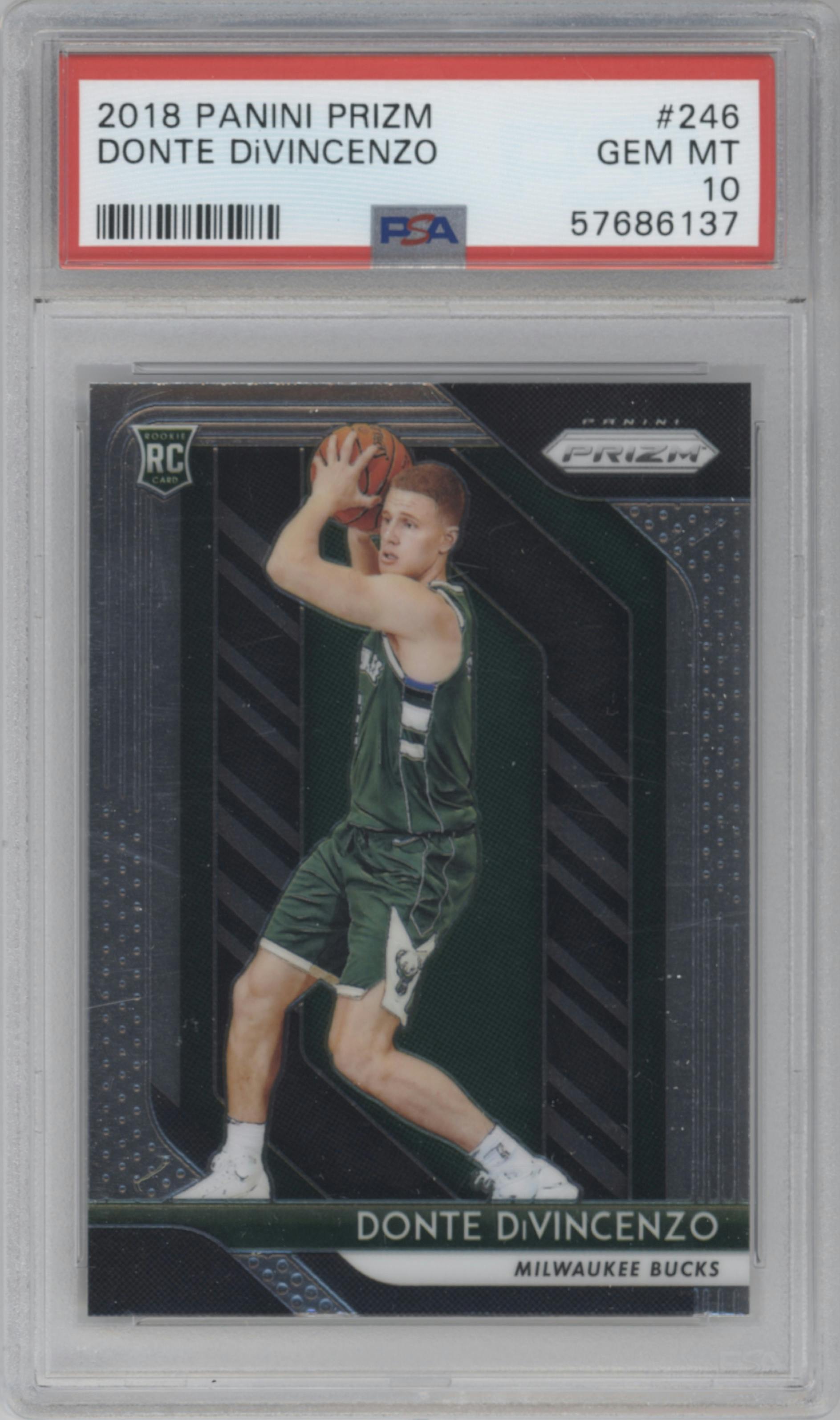Donte DiVincenzo from the 2018-19 Panini Prizm set graded by PSA and given an overall grade of 10.