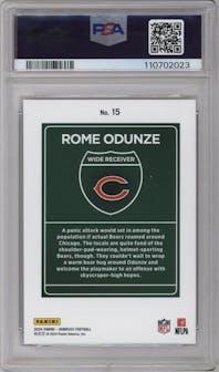 Rome Odunze from the 2024 Donruss set graded by PSA and given an overall grade of 10.