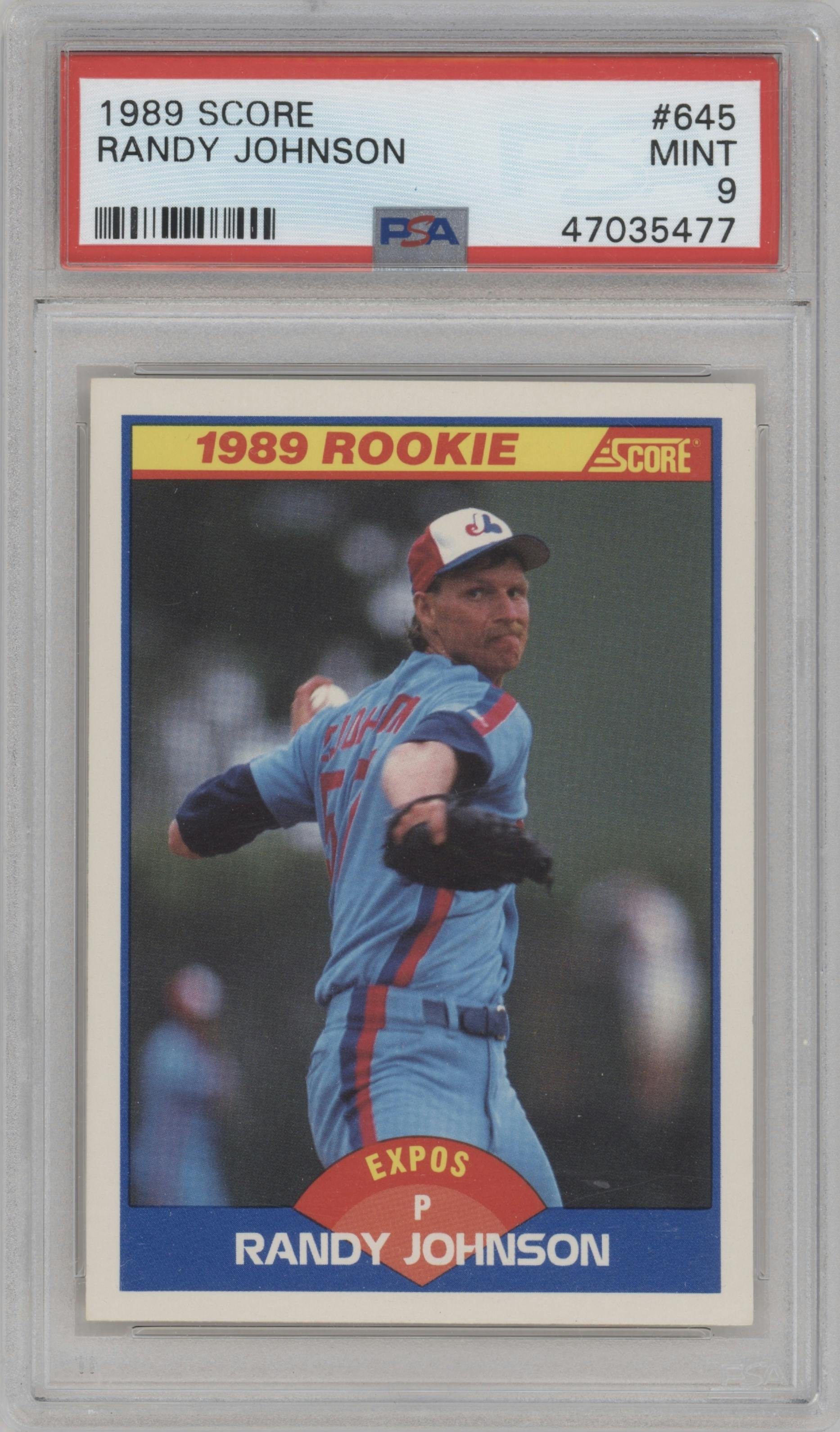 Randy Johnson from the 1989 Score set graded by PSA and given an overall grade of 9.