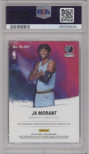 Ja Morant from the 2019-20 Panini NBA Hoops set graded by PSA and given an overall grade of 9.