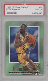 Kobe Bryant from the 1996-97 Skybox E-X2000 set graded by PSA and given an overall grade of 9.