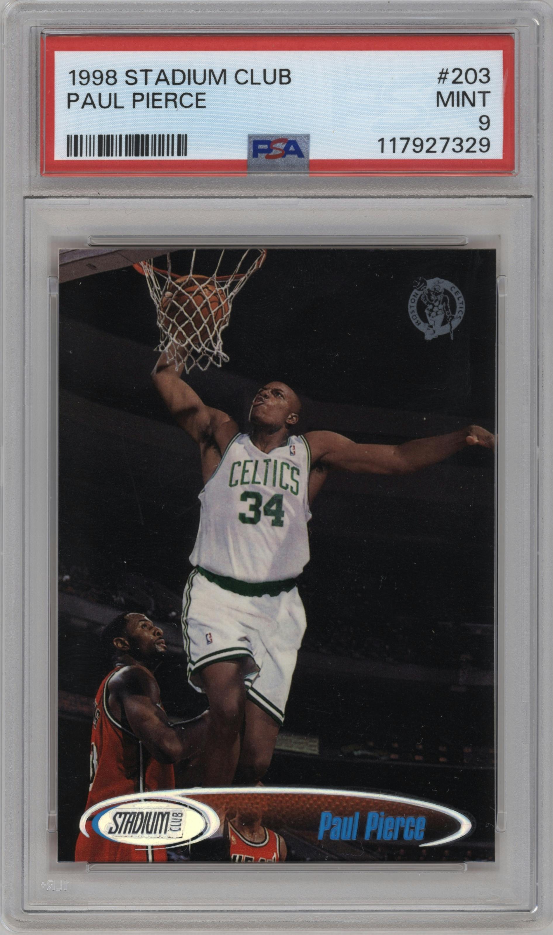 Paul Pierce from the 1998-99 Topps Stadium Club set graded by PSA and given an overall grade of 9.