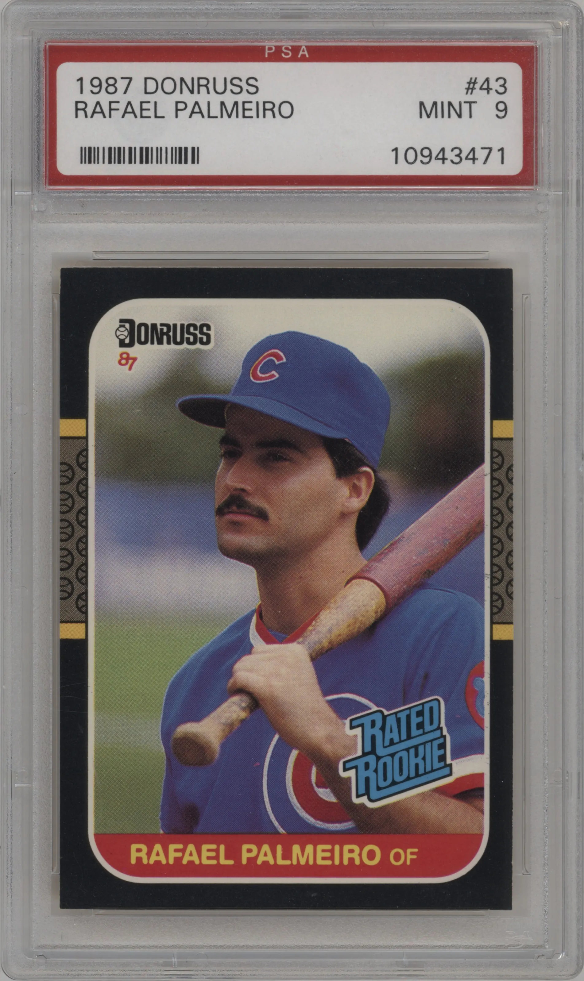1987 Donruss Rated Rookie Rafael Palmeiro PSA 9
