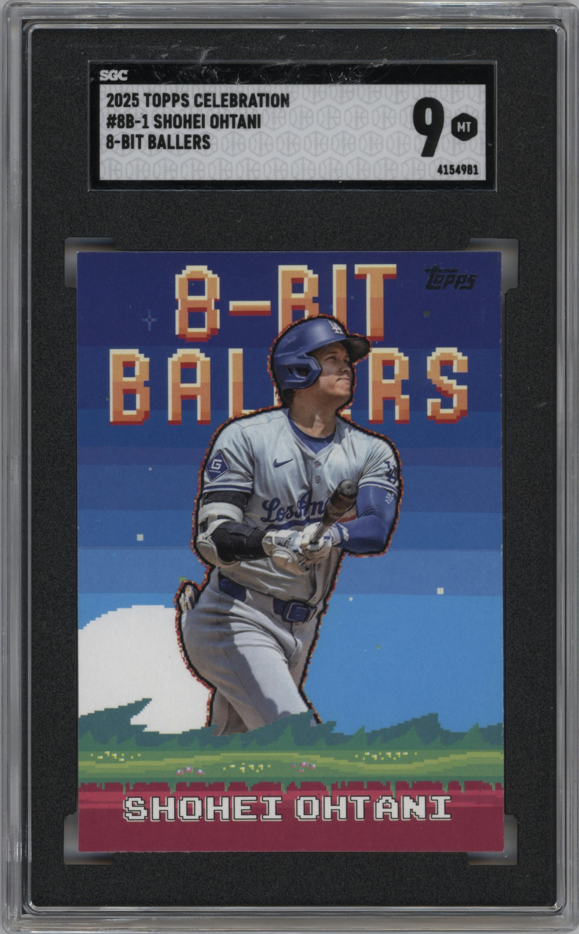 Shohei Ohtani from the 2025 Topps set graded by SGC and given an overall grade of 9.