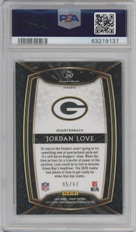 Jordan Love from the 2020 Panini Select set featuring a Dragon Scale Prizm parallel graded by PSA and given an overall grade of 10.
