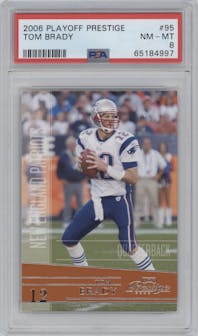 Tom Brady  from the 2006 Playoff Prestige set graded by PSA and given an overall grade of 8.