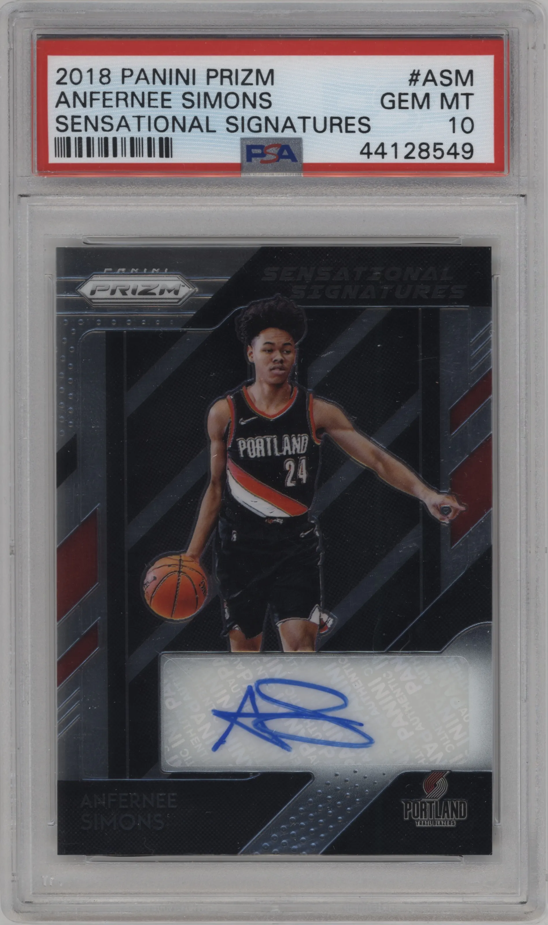 2018 Panini Prizm Sen.Sig. Anfernee Simons #SS-ASM PSA 10