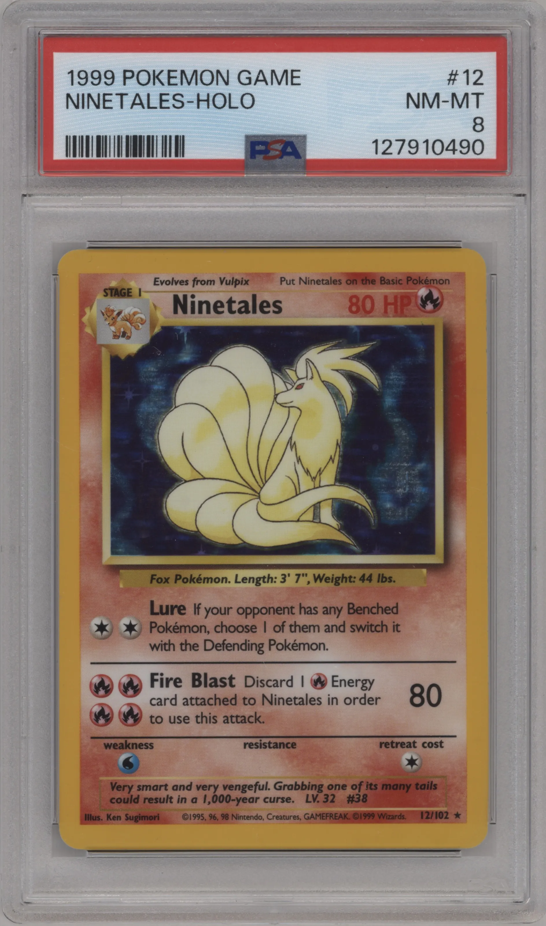 1999 Pokemon Base Set Ninetales #12 PSA 8