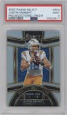 Justin Herbert from the 2020 Panini Select set featuring a Prizm parallel graded by PSA and given an overall grade of 9.