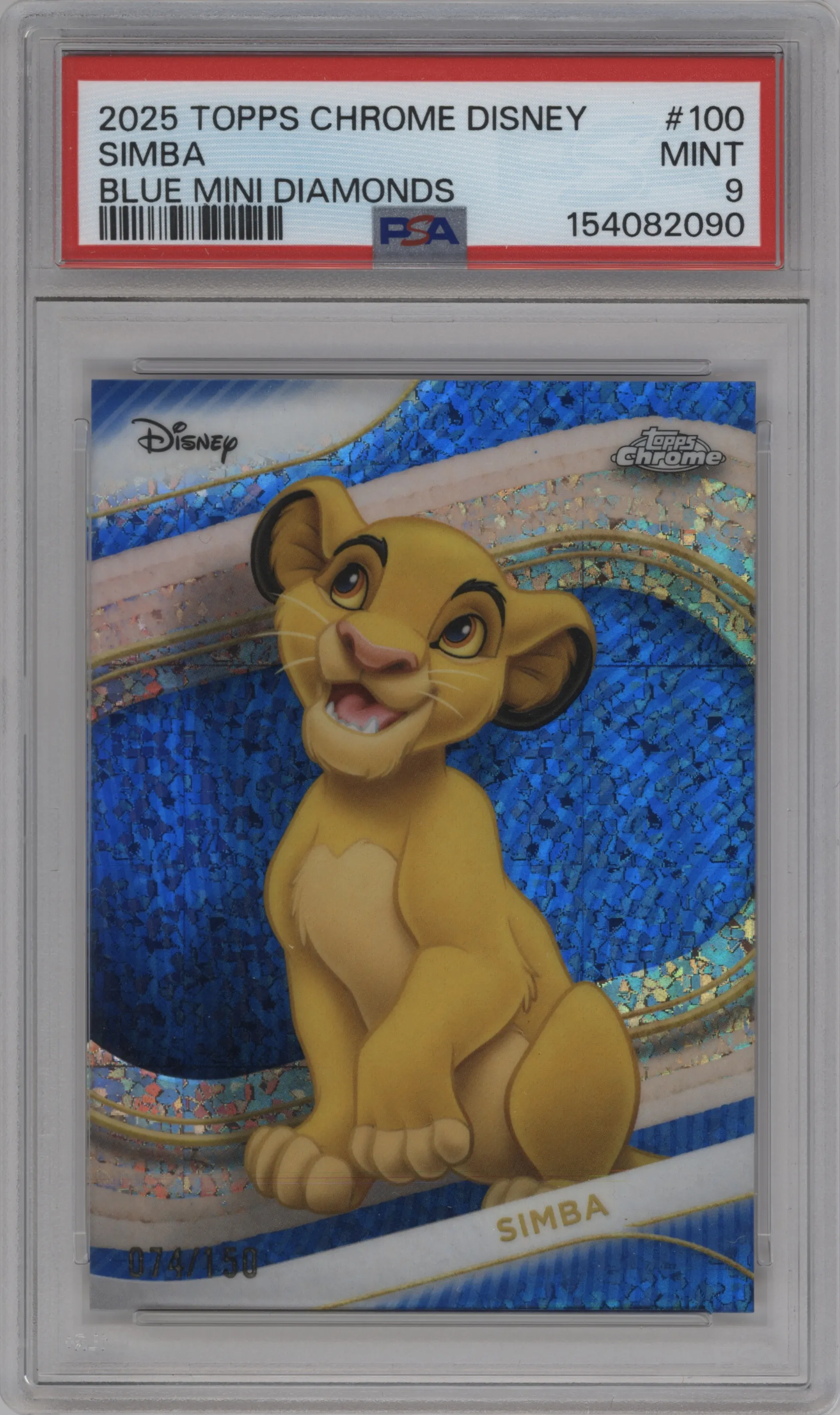 2025 Topps Chrome Disney Simba Blue Mini-Diamonds #100 PSA 9