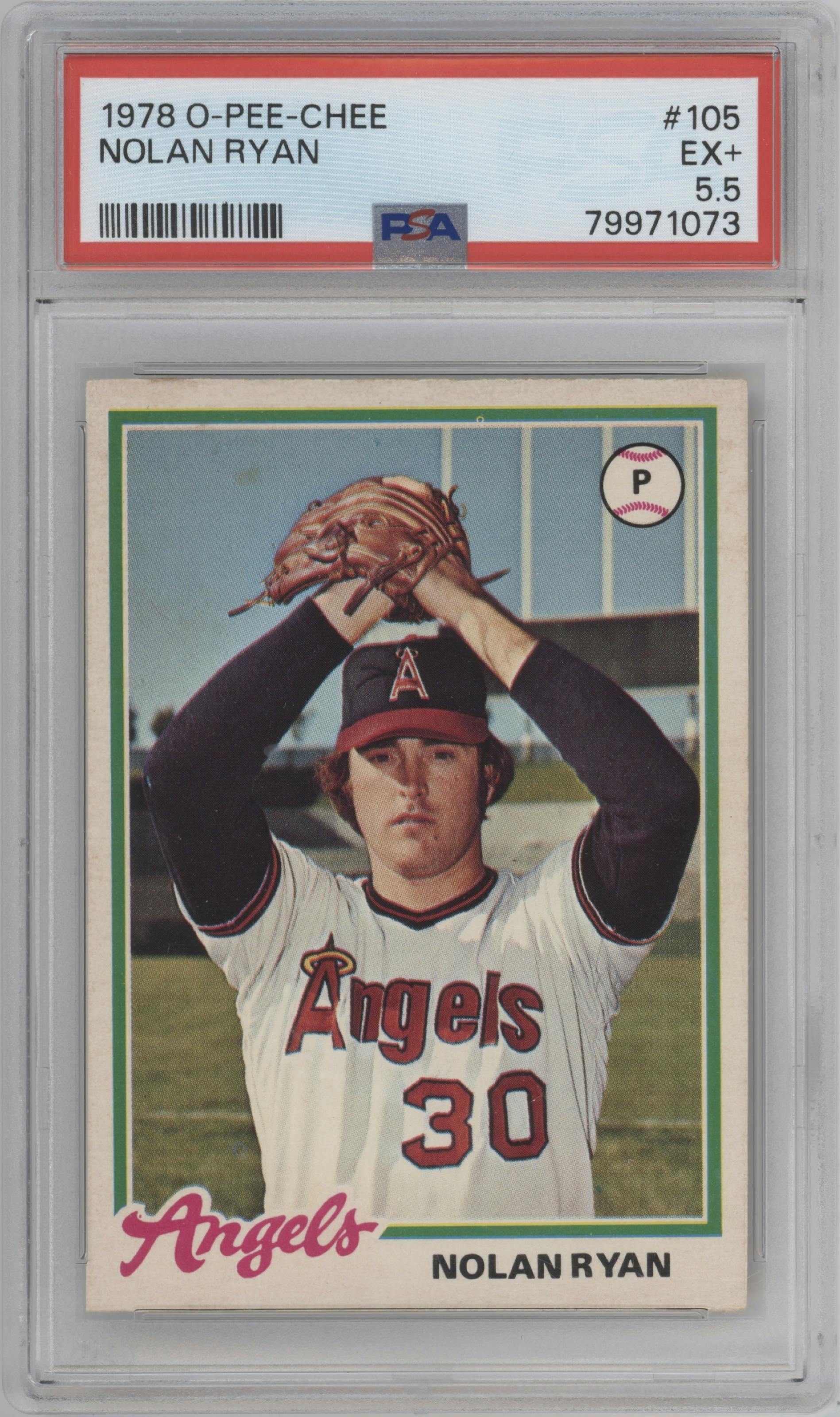 Nolan Ryan from the 1978 O-Pee-Chee set graded by PSA and given an overall grade of 5.5.