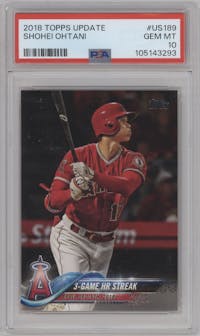 Shohei Ohtani from the 2018 Topps Update set graded by PSA and given an overall grade of 10.