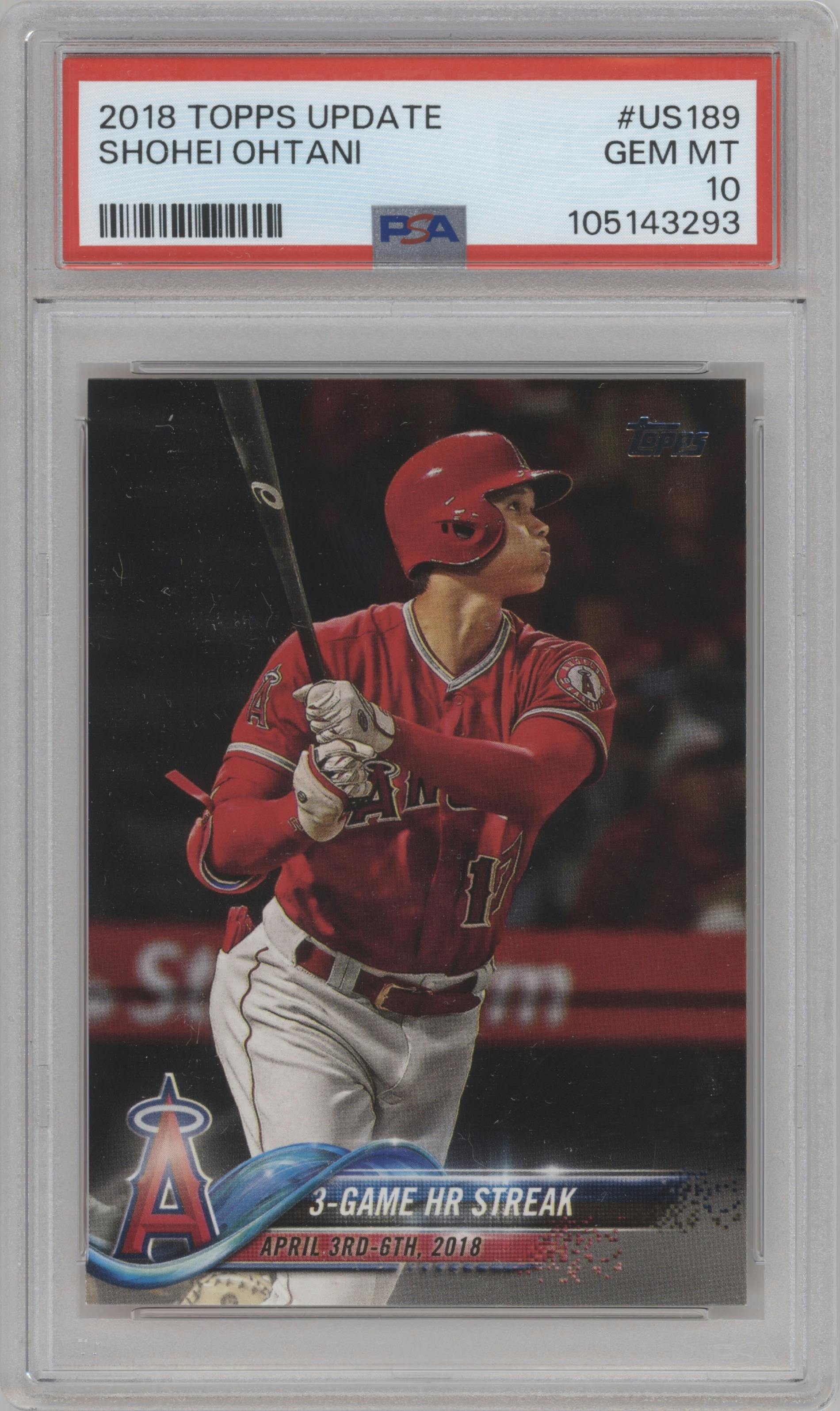 Shohei Ohtani from the 2018 Topps Update set graded by PSA and given an overall grade of 10.