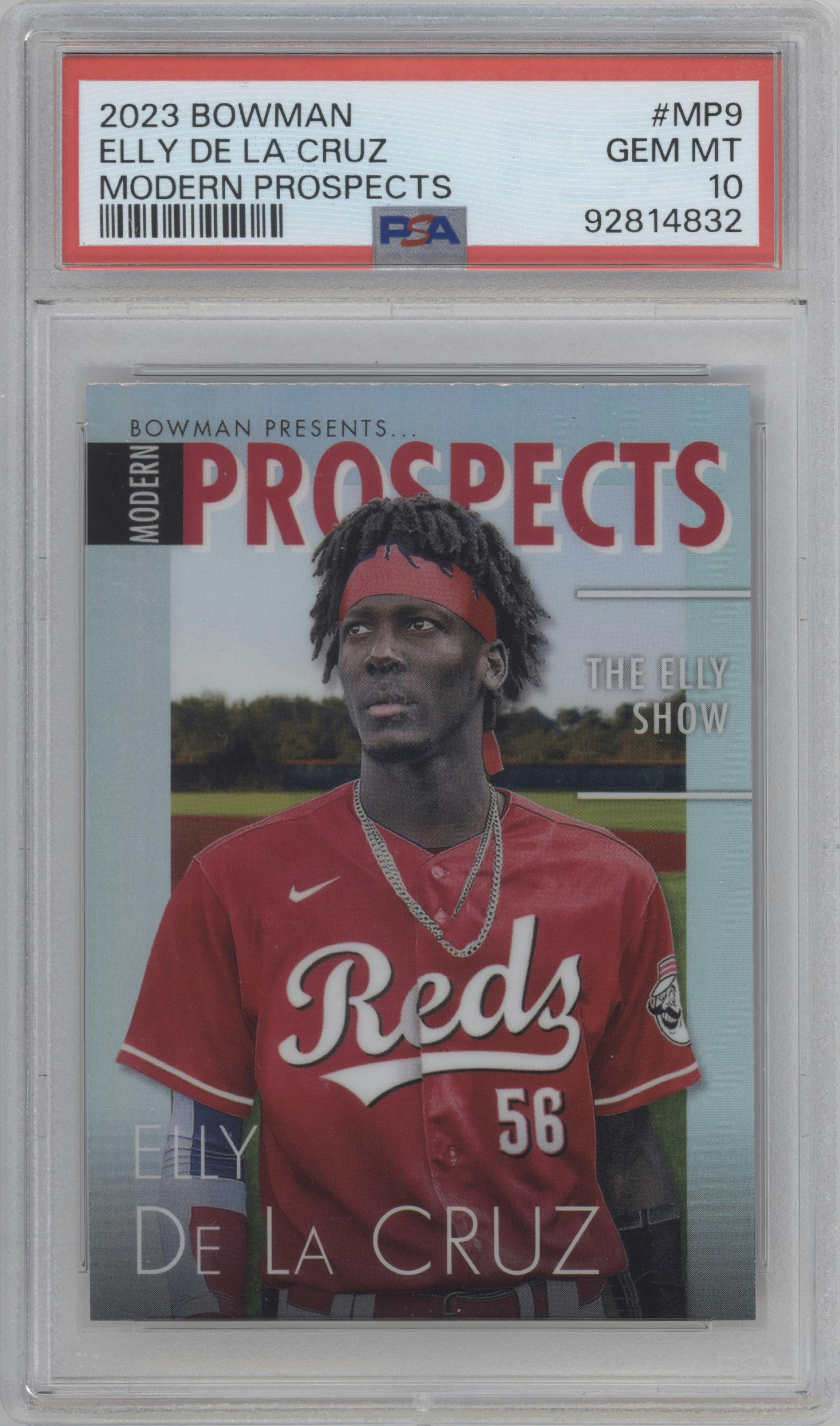 Elly De La Cruz from the 2023 Bowman  set graded by PSA and given an overall grade of 10.