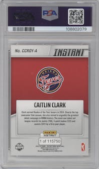 Caitlin Clark from the 2024-25 Panini Instant WNBA set graded by PSA and given an overall grade of 9.