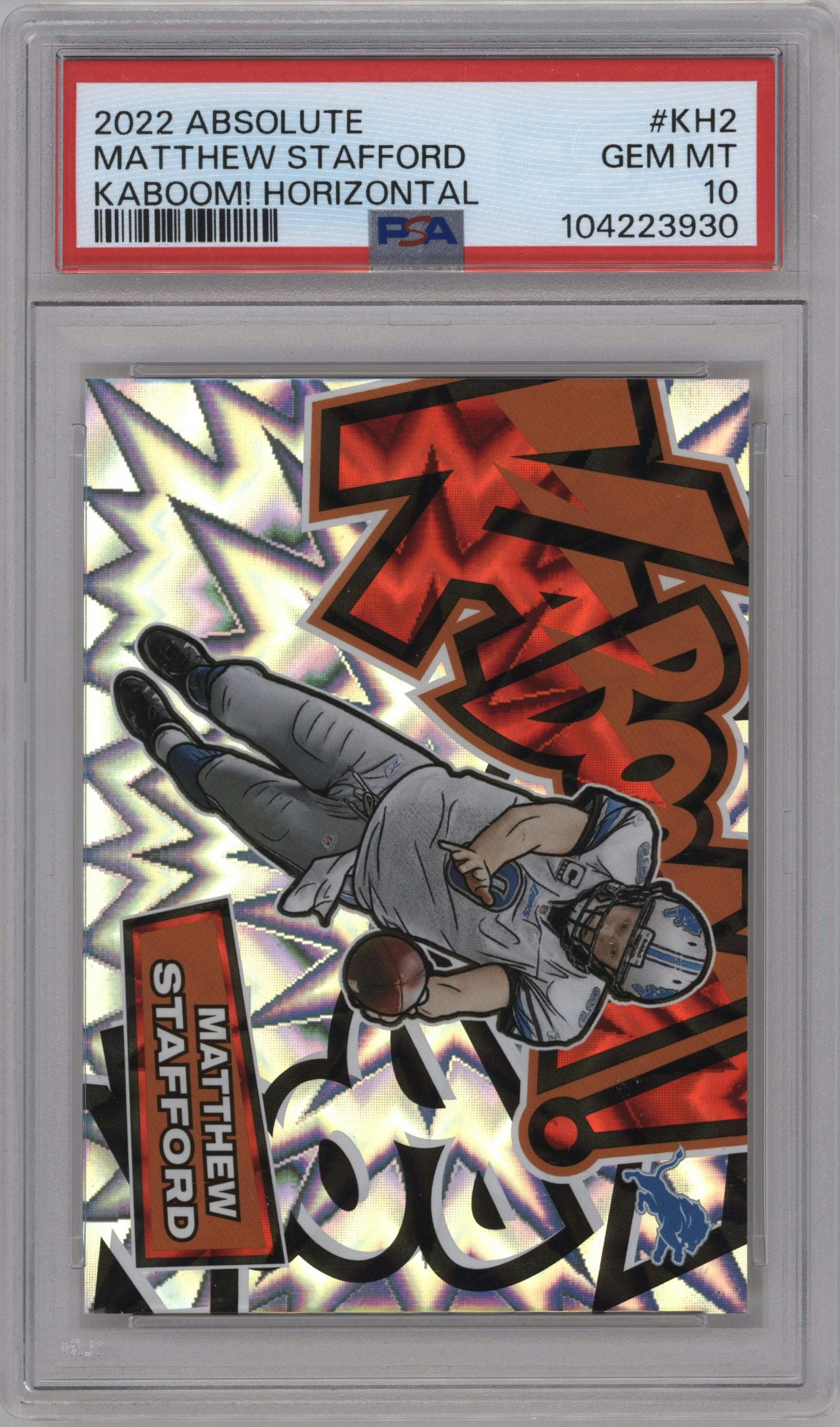 Matthew Stafford from the 2022 Panini Absolute set graded by PSA and given an overall grade of 10.