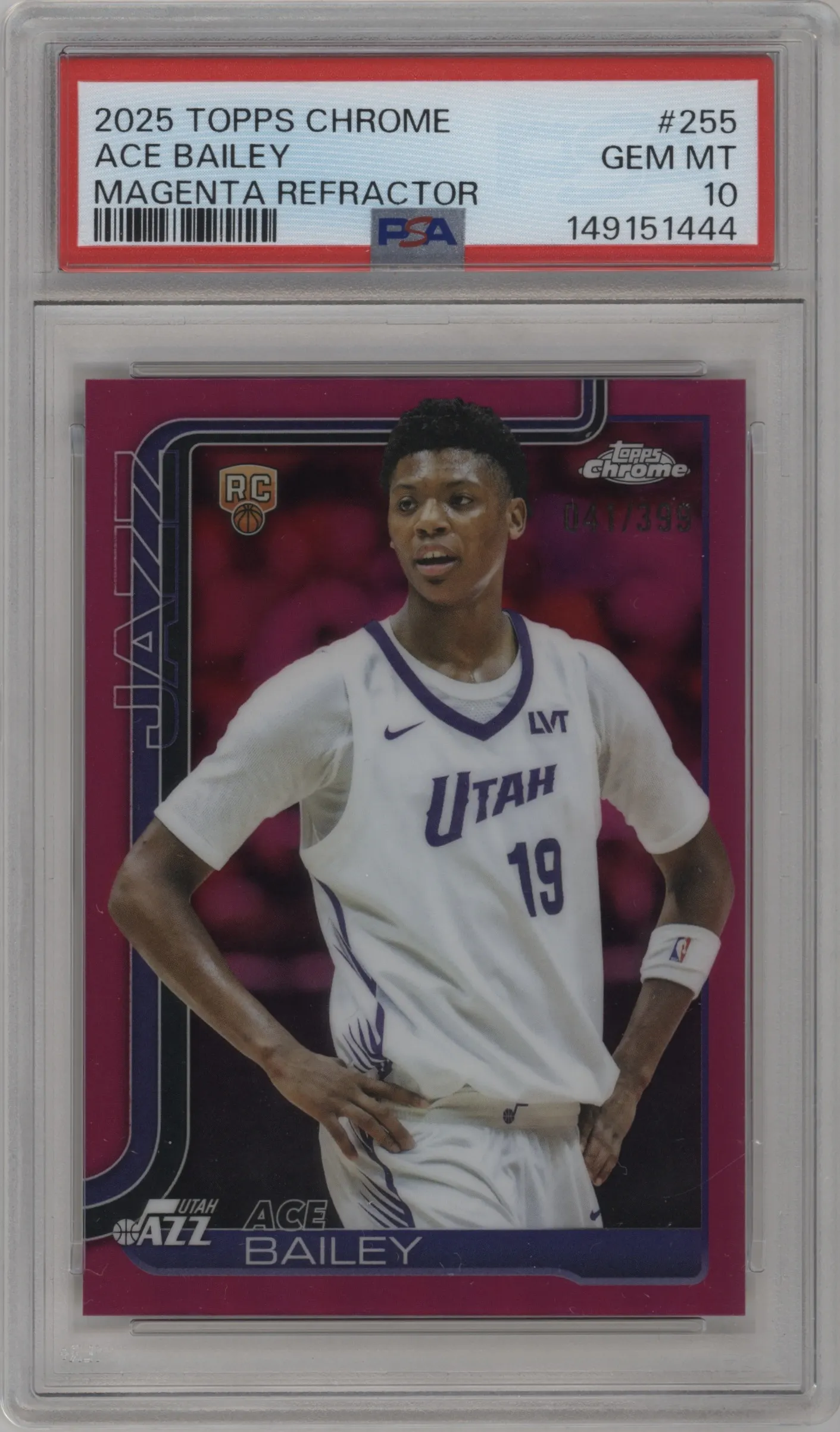 2025 Topps Chrome Ace Bailey Magenta Refractor #255 PSA 10