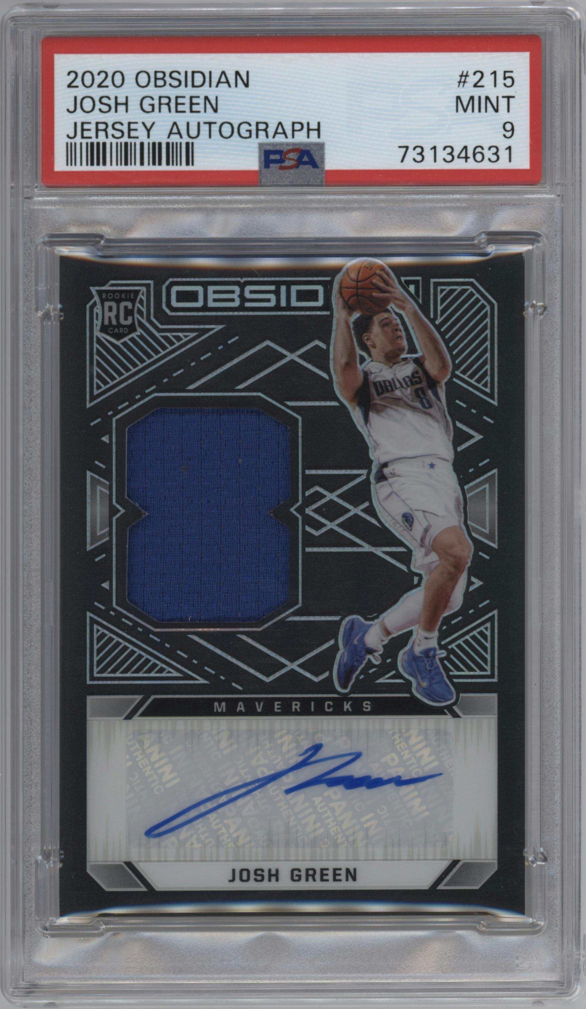 Josh Green from the 2020-21 Panini Obsidian set graded by PSA and given an overall grade of 9.