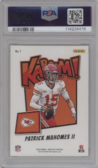 Patrick Mahomes II from the 2024 Panini Absolute set graded by PSA and given an overall grade of 9.