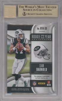 Sam Darnold from the 2018 Panini Contenders Optic set featuring a Gold parallel graded by Beckett and given an overall grade of 9.5.