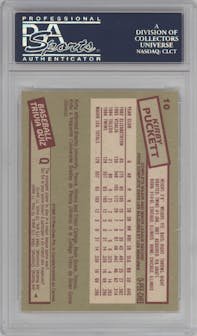 Kirby Puckett from the 1985 O-Pee-Chee set graded by PSA and given an overall grade of 9.