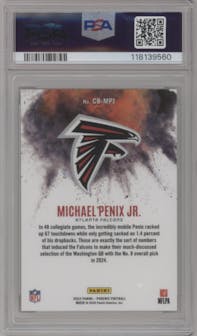 Michael Penix Jr. from the 2024 Panini Phoenix set graded by PSA and given an overall grade of 9.