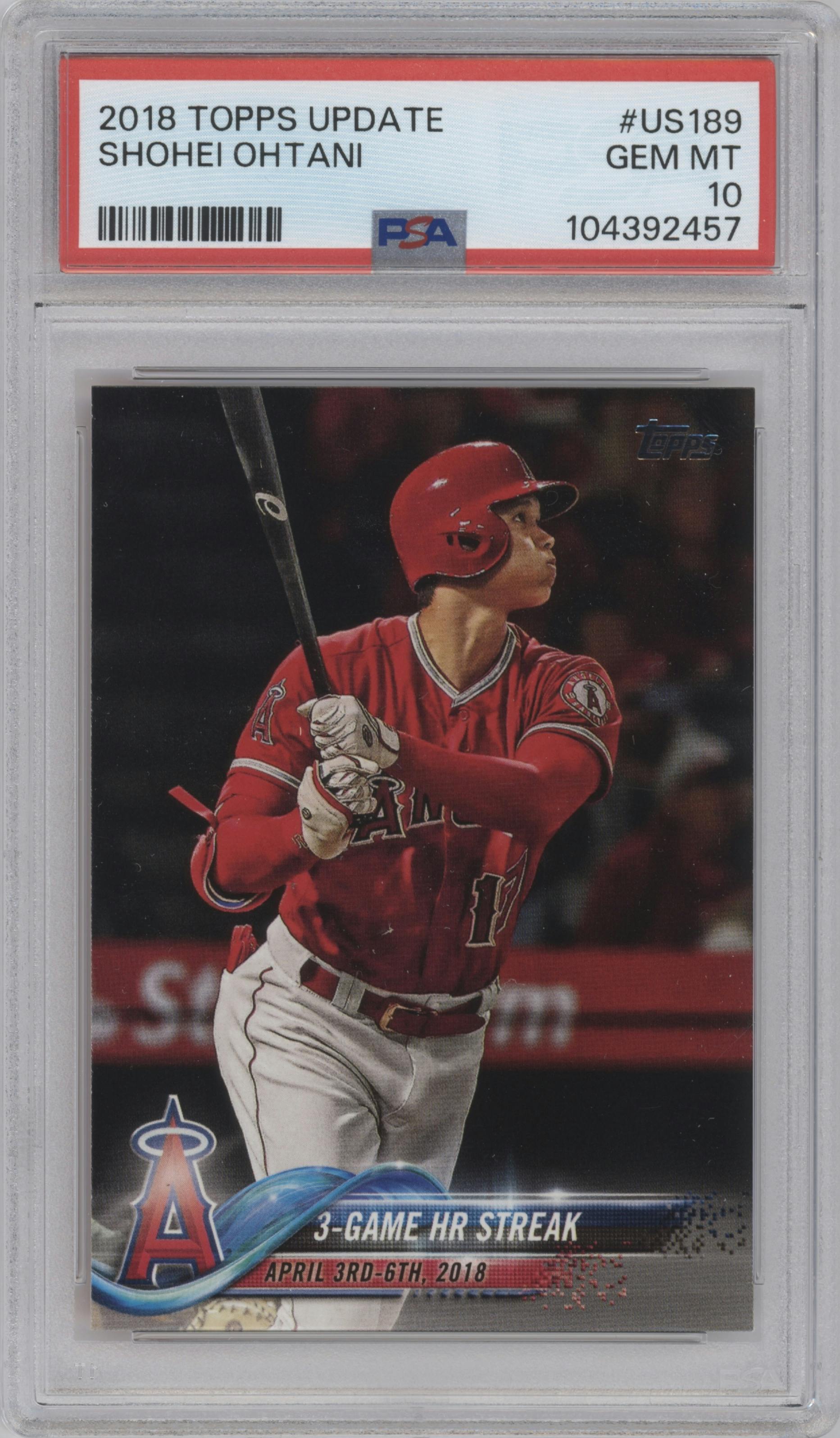 Shohei Ohtani from the 2018 Topps Update set graded by PSA and given an overall grade of 10.