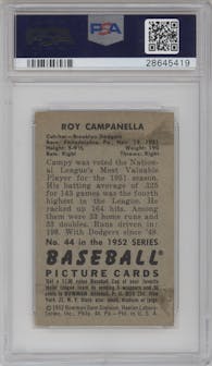 Roy Campanella from the 1952 Bowman set graded by PSA and given an overall grade of 4.