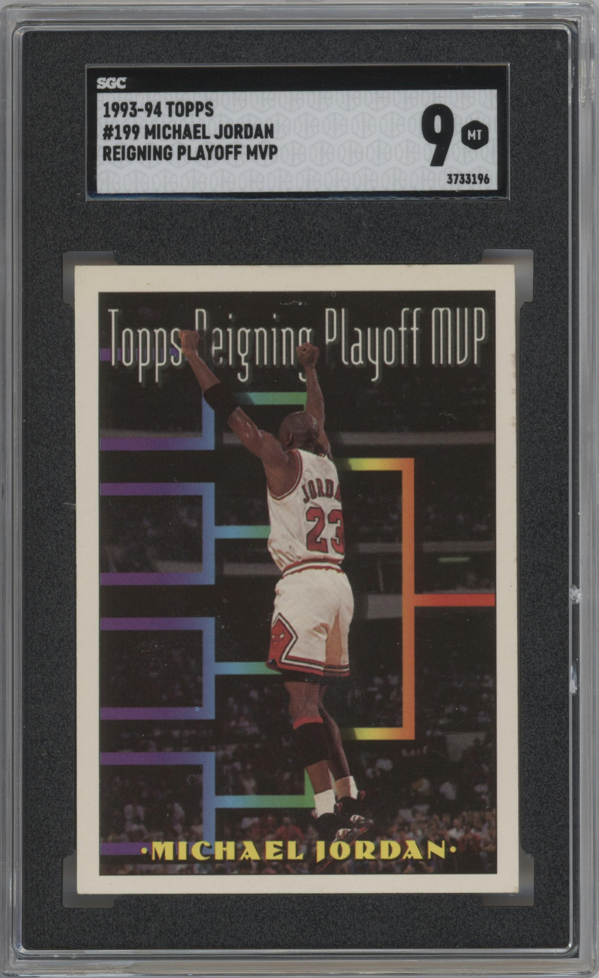 Michael Jordan from the 1993-94 Topps set graded by SGC and given an overall grade of 9.