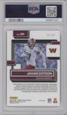 Jahan Dotson from the 2022 Panini Donruss Optic set featuring a Black Pandora parallel graded by PSA and given an overall grade of 10.