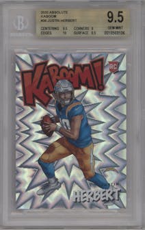 Justin Herbert from the 2020 Panini Absolute set graded by Beckett and given an overall grade of 9.5.