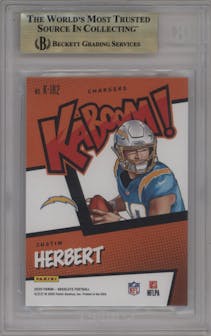 Justin Herbert from the 2020 Panini Absolute set graded by Beckett and given an overall grade of 9.5.