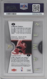 LeBron James from the 2006-07 Fleer E-X set graded by PSA and given an overall grade of 9.