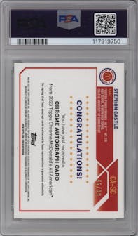 Stephon Castle from the 2023 Topps Chrome McDonald's All American set featuring a Aqua Refractor parallel graded by PSA and given an overall grade of 9.