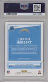 Justin Herbert from the 2020 Panini Donruss Optic set featuring a Holo parallel graded by PSA and given an overall grade of 10.