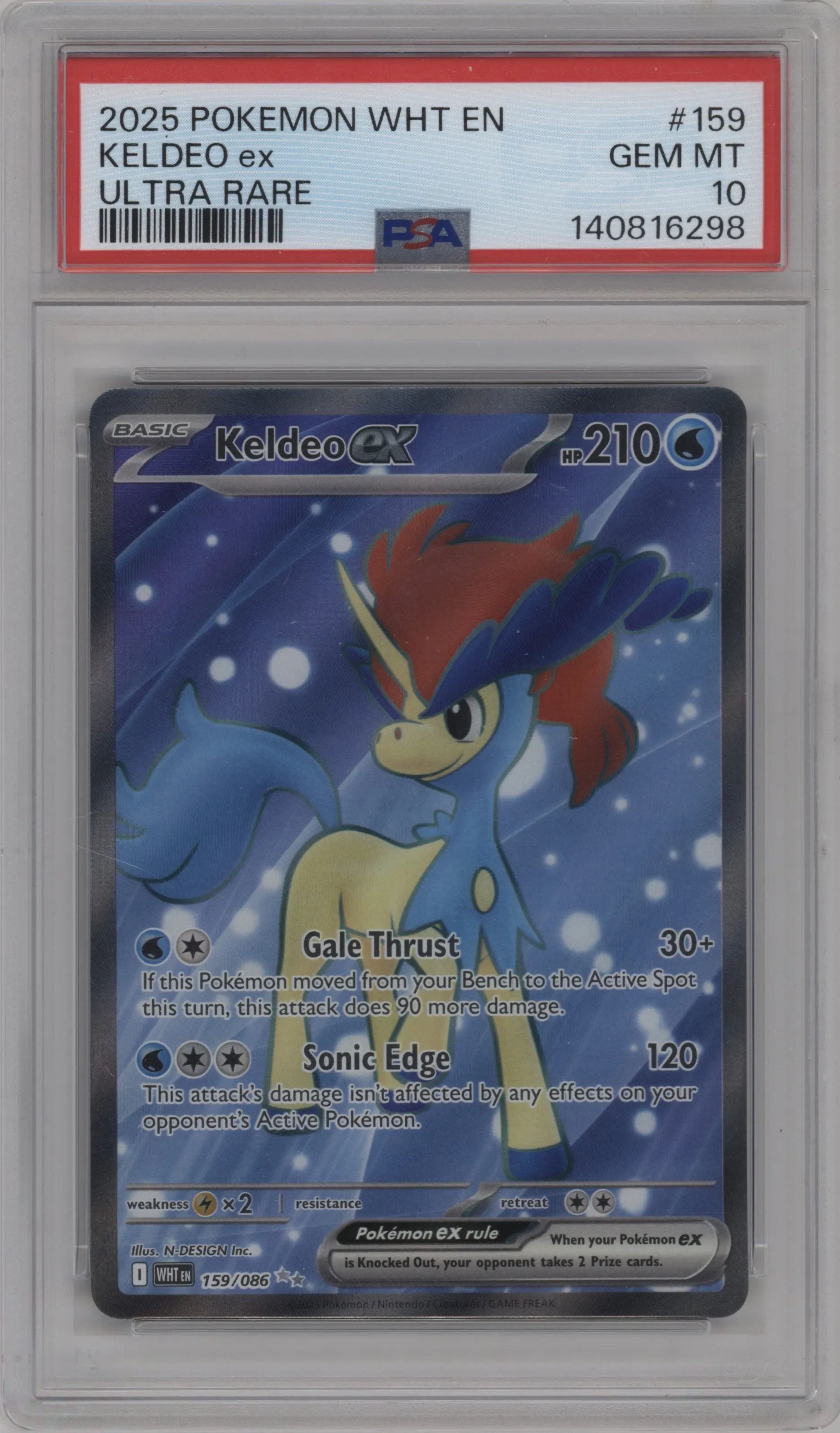 2025 Pokemon SV White Flare Keldeo ex #159 PSA 10