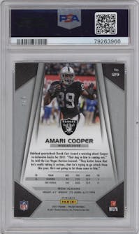 Amari Cooper from the 2017 Panini Prizm set featuring a Gold Vinyl parallel graded by PSA and given an overall grade of 10.
