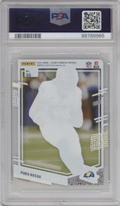 Puka Nacua from the 2023 Clearly Donruss set graded by PSA and given an overall grade of 9.