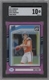 Bo Nix from the 2024 Donruss set featuring a Pink parallel graded by SGC and given an overall grade of 10.
