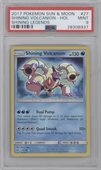 Shining Volcanion from the 2017 Pokemon S&M set graded by PSA and given an overall grade of 9.