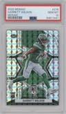 Garrett Wilson from the 2022 Panini Mosaic set featuring a Mosaic parallel graded by PSA and given an overall grade of 10.