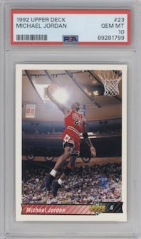 Michael Jordan from the 1992-93 Upper Deck  set graded by PSA and given an overall grade of 10.