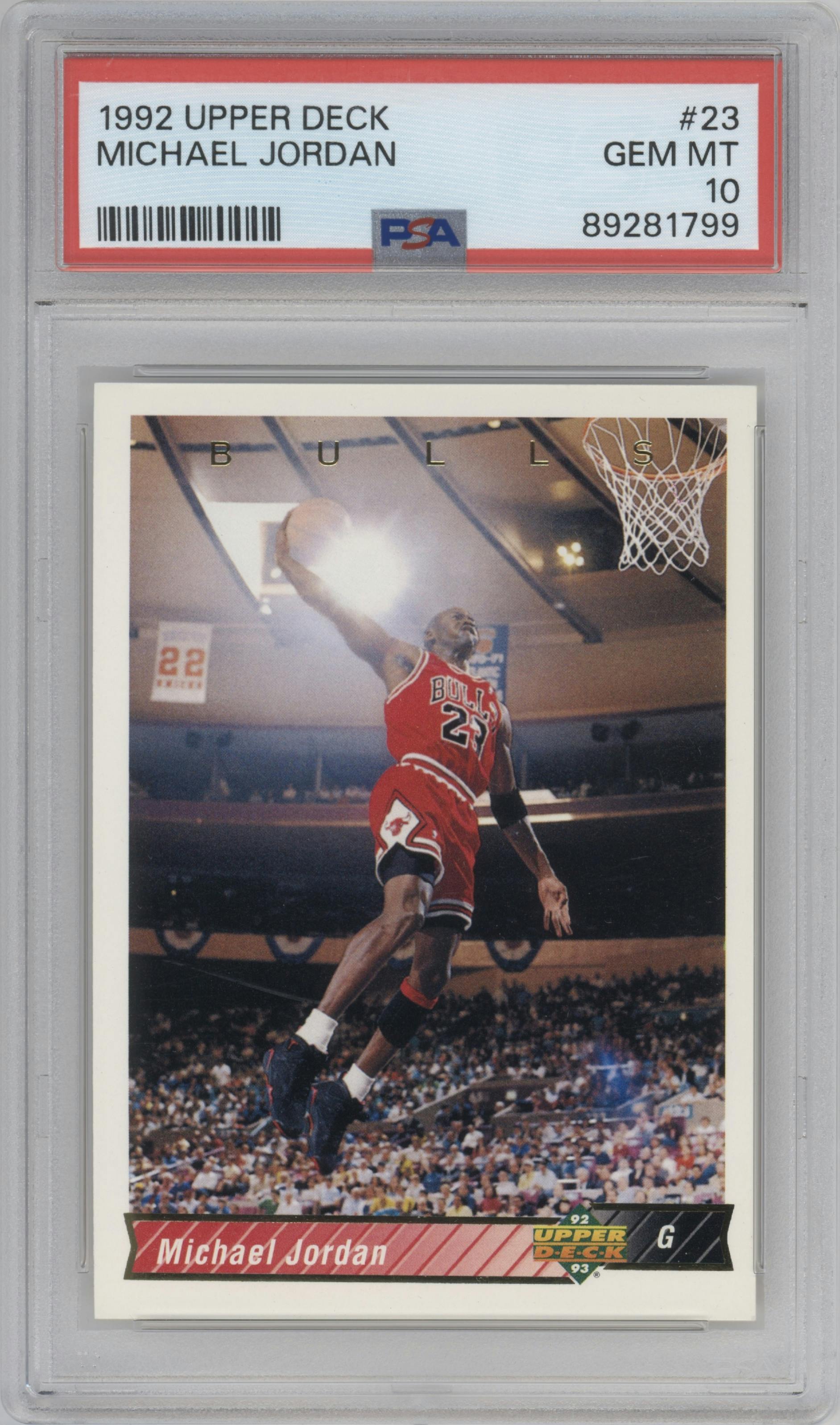 Michael Jordan from the 1992-93 Upper Deck  set graded by PSA and given an overall grade of 10.