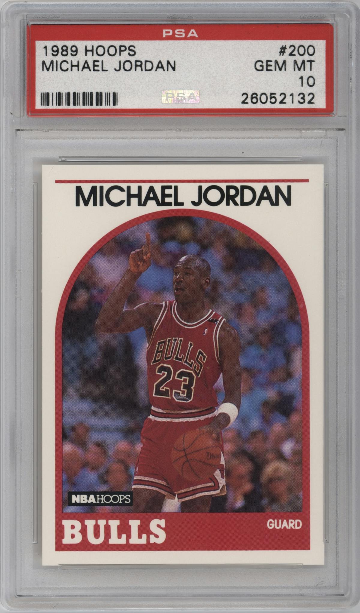 Michael Jordan  from the 1989-90 NBA Hoops  set graded by PSA and given an overall grade of 10.