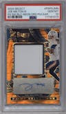 Joe Milton III from the 2024 Panini Select set featuring a Neon Orange Pulsar parallel graded by PSA and given an overall grade of 10.