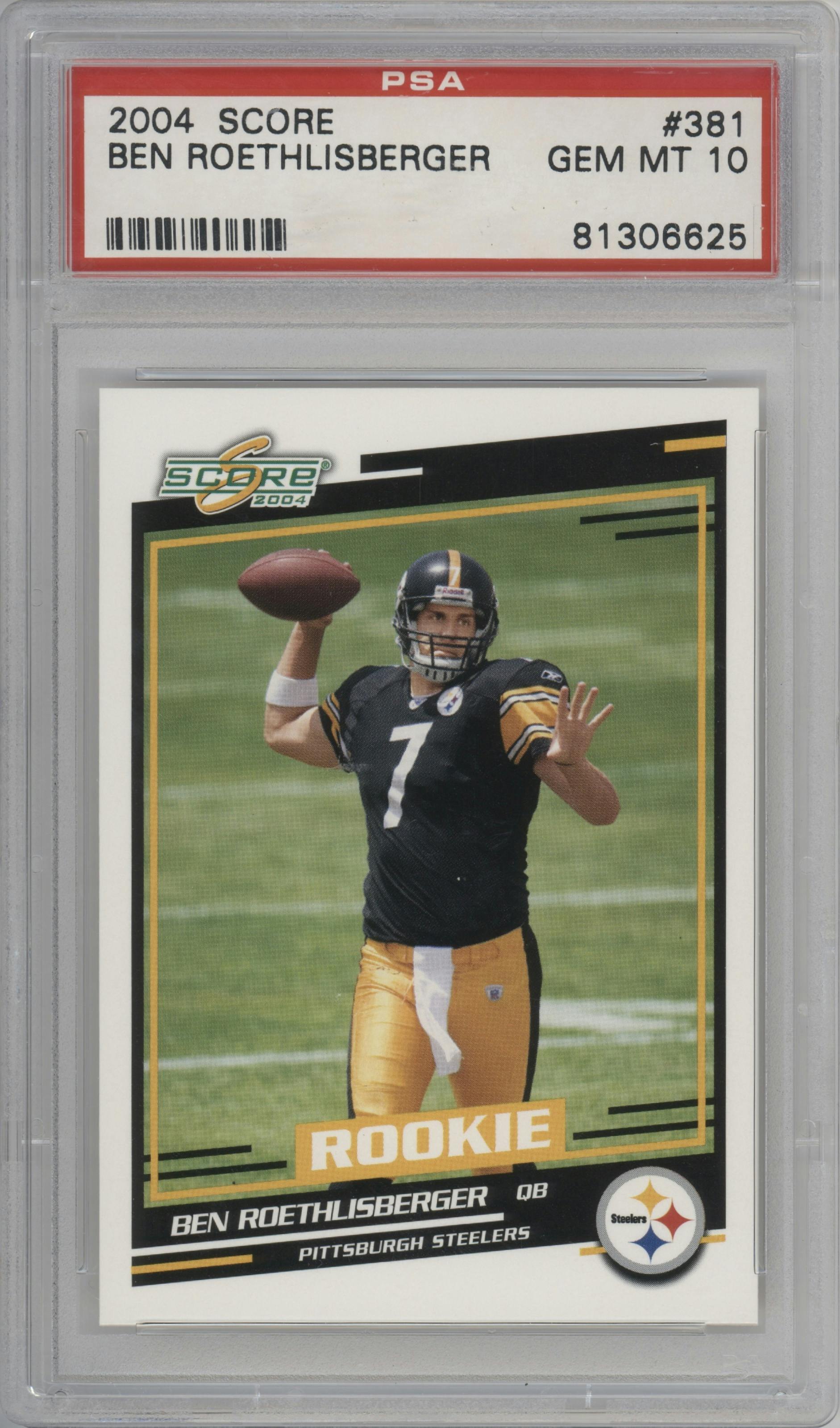 Ben Roethlisberger from the 2004 Score set graded by PSA and given an overall grade of 10.