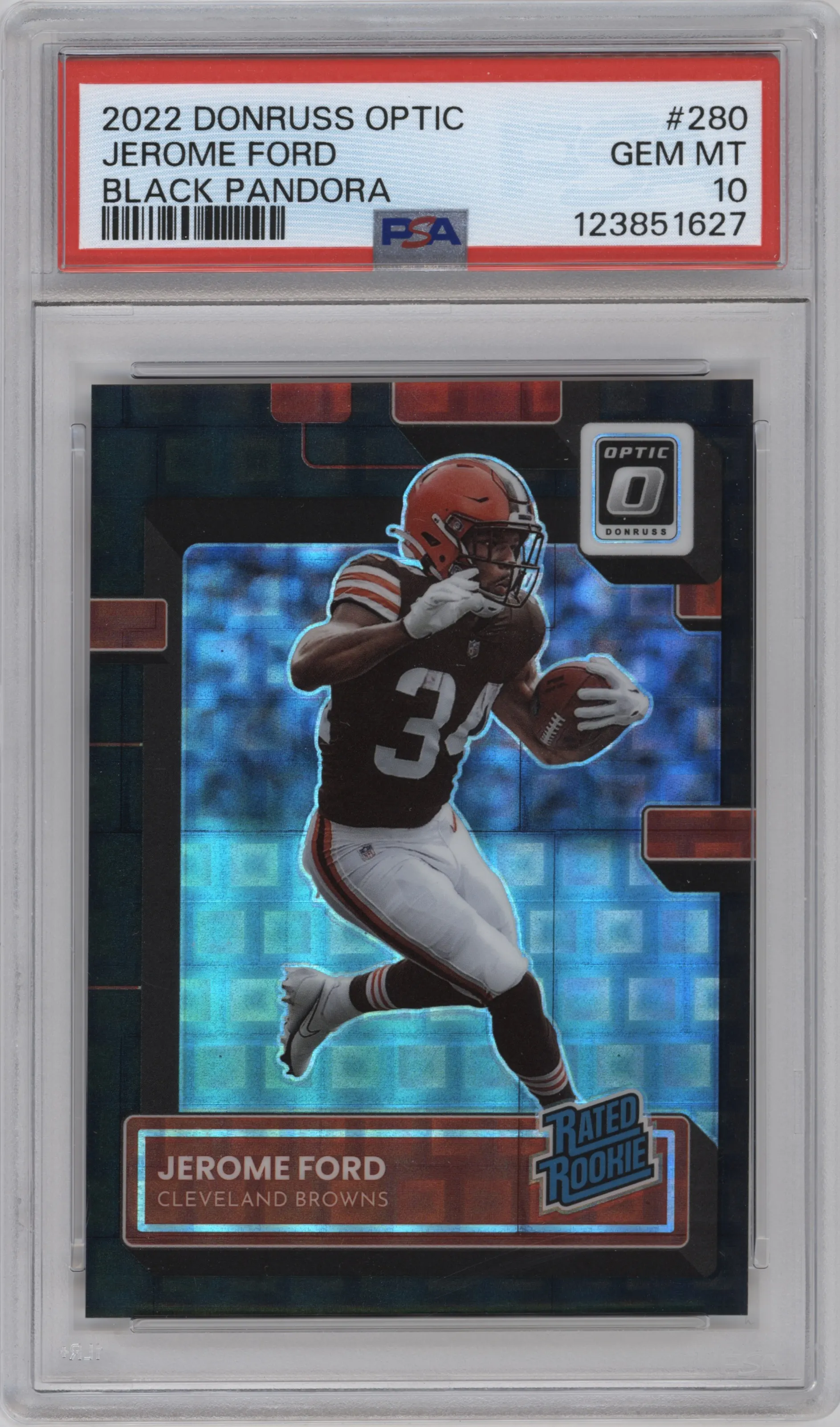 2022 Panini Donruss Optic Rated Rookie Jerome Ford Black Pandora PSA 10