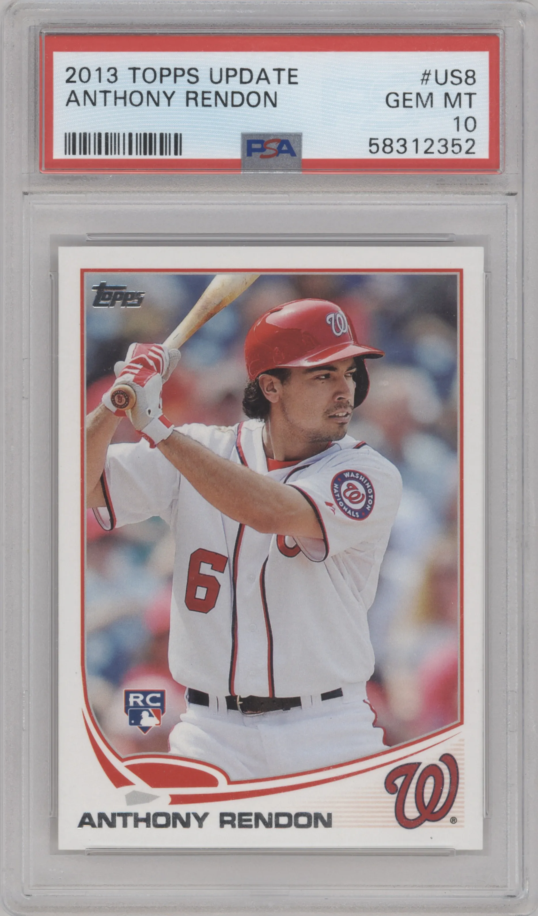 Anthony Rendon from the 2013 Topps Update set graded by PSA and given an overall grade of 10.
